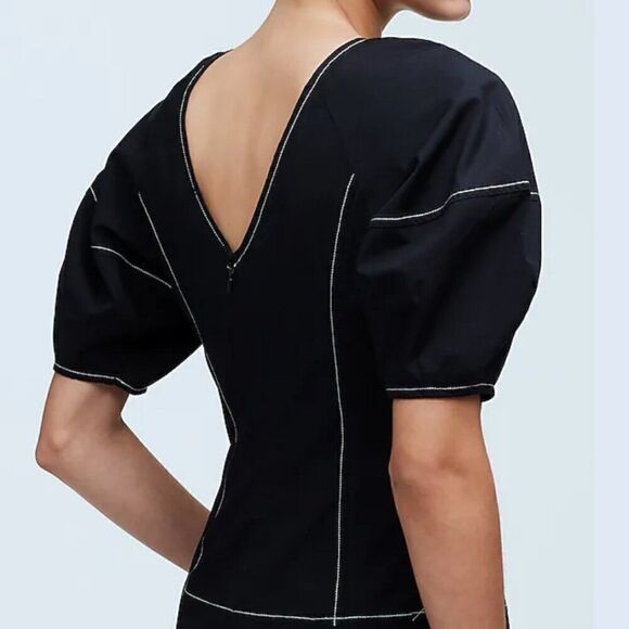 Madewell  Puff-Sleeve Drop-Waist Midi Dress size 6 NWT - Picture 7 of 14